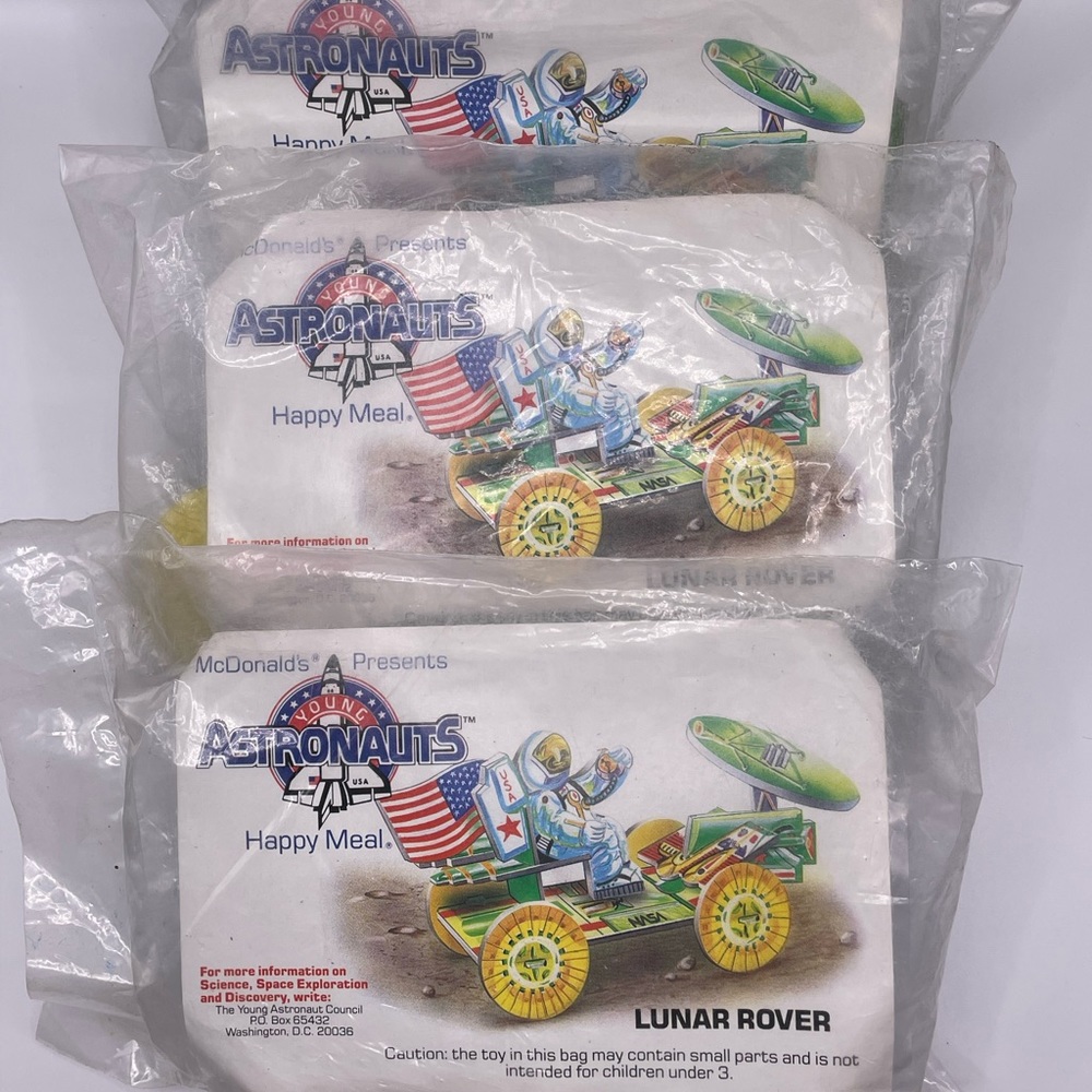 (3) 1991 McDonald's Young Astronauts Space toys Model kits Lunar Rover NIP